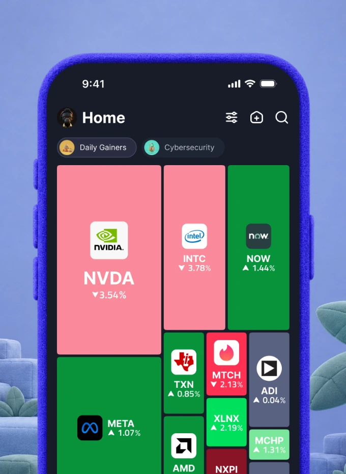Ape Maps 2D stock heatmap on a purple plush phone